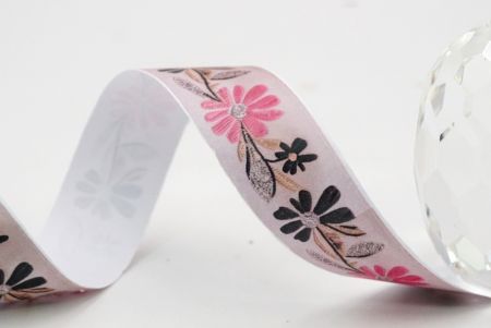 Frühling Schwarz/Pink Blume Jacquardband_AI-KN